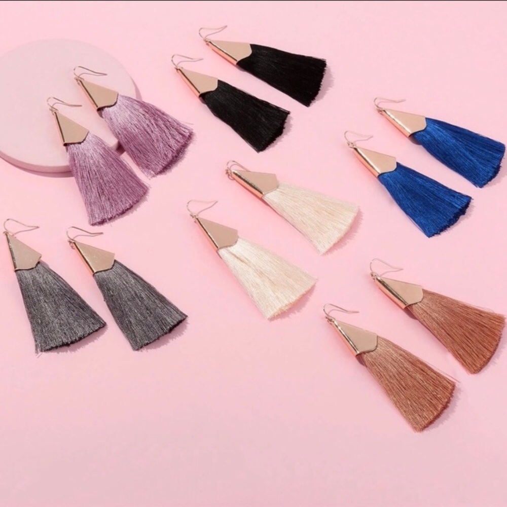 Geometric Fan Fringe Tassel Earrings
